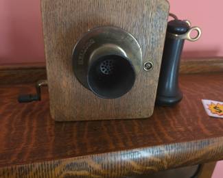 Antique Kellogg Wood Wall Phone