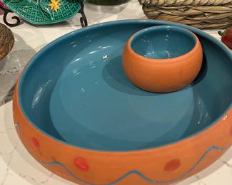 pottery glazed chip n dip