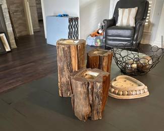 natural wood candle holders