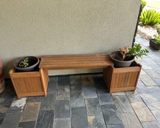 outdoor benches with planters (2)