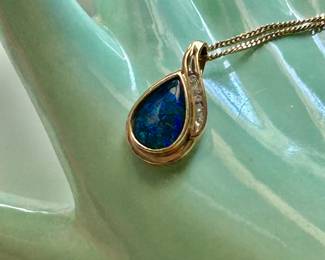 Black opal and diamond pendant SOLD