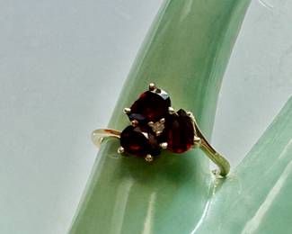 Garnets and diamond ring