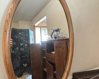 Oval Wood Framed Mirrror