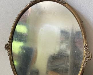 Wood Framed Painting On Canvas Board And Brass Oval Frames