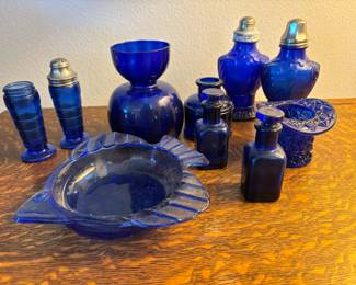 Cobalt Blue Collector Glass Salt Pepper Shakers Small Bottles and More