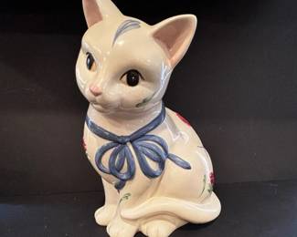 Poppies on Blue Lenox Cat Cookie Jar