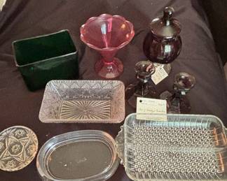 Amethyst Candy Dish Candleholders And Other Glass