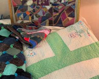 Crazy Quilt Framed Piece With More Quilts