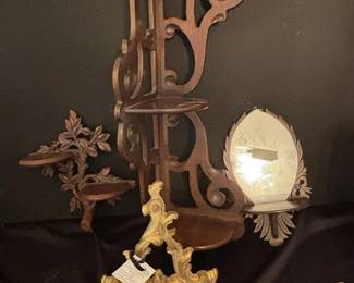Carved Walnut Hanging Shelf Syroco Wood Shelf Gold Display Shelfs