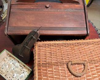 Sewing Basket Sewing Box And Vintage Buttons