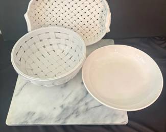 Basketweave Serving Bowl Plater and Marble ServingCutting Board