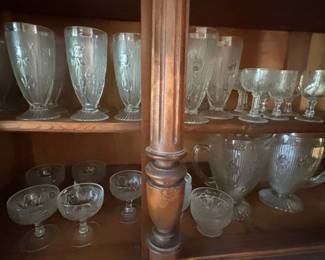 Janette Glass Iris and Herringbone Glases Pitchers