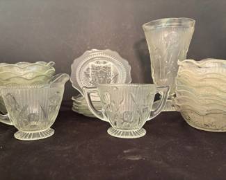 Janette Glass Herringbone Iris Bowls And Plates