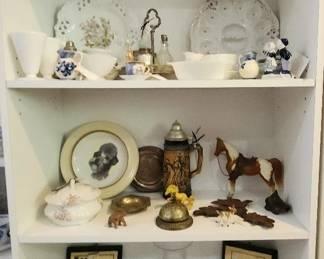 Five Shelves of Vintage China Pottery Glassware More