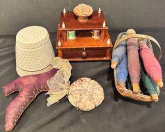 Porcelain Thimble Lidded Canister Vintage Notions And More