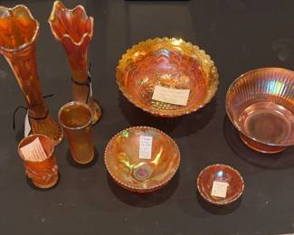 Carnival Glass Vases and Bowls