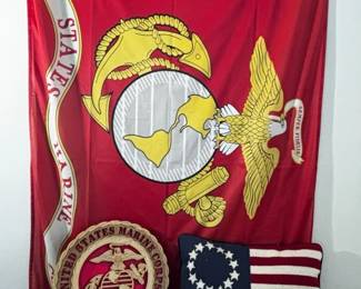 Marine Semper Fi Flag Wood Plaque And Other Marine Themee Items