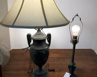 Art Deco Metal Lamp Metal Urn Lamp with Marble Base