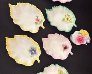 Denton HandPainted Porcelain Leaf Miniature Flower Dishes