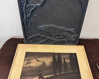 Cast Metal Crow Plaque Art And More
