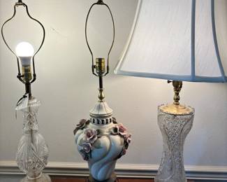 Vintage Cut Glass and Capodimonte Style Lamp