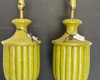 Vintage Chartreuse Ceramic Lamps