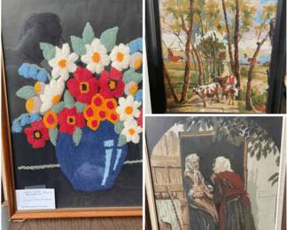 Three Handstitched Framed Needlework Pieces