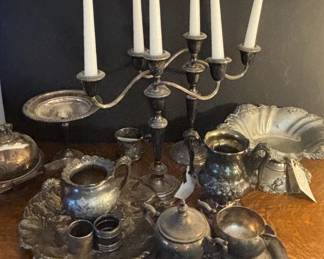 Weighted Sterling Candleholders And Silverplate