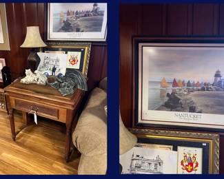 7. 19th Century Desk, Prints & Decor