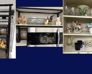 38. Bamboo Shelf and Kitchen Collectibles