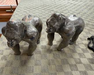 Pewter gorilla statues