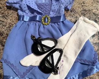 American Girl Rebecca's Holiday Hannukah Dress, (tights, shoes) - stain on tights
