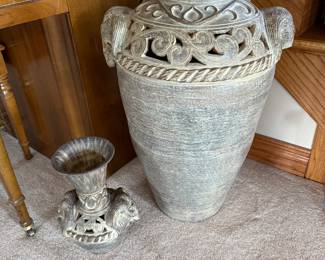 Large terra cotta vase/urn with elephant motif