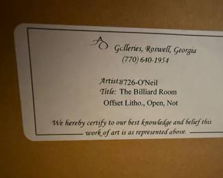 "The Billiard Room" framed litho