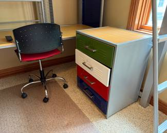 Desk under bunk bed; locker style