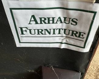 Arhaus Furniture studded leather chair & ottoman