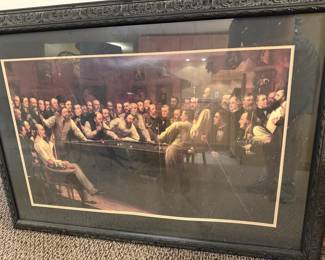 "The Billiard Room" framed litho