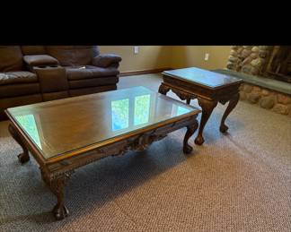 Clawfooted coffee & end tables (3 matching end table available)