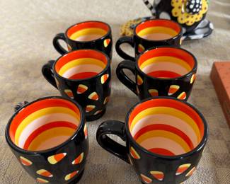 Crate & Barrel ceramic candy corn mugs
