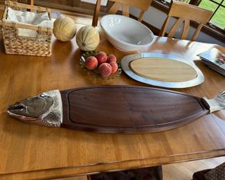 Vintage Mid Century wood fish cutting board