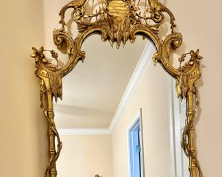 Chinoiserie giltwood and gilt brass pagoda mirror, Chippendale, Rococo style