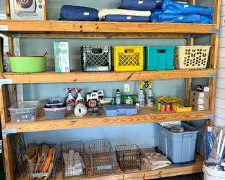 Bins, Moving blankets, Tarps, Metal Baskets, etc.