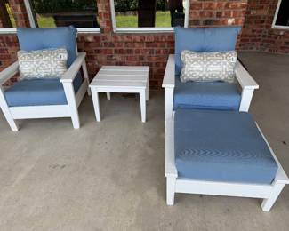 Patio Chairs, Ottoman and End Table