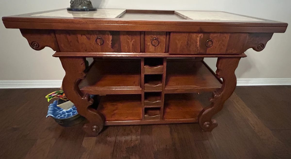 2 sided bar or island with marble inserts