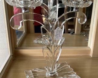 Rare Steuben Fleur de Lys candleabra
