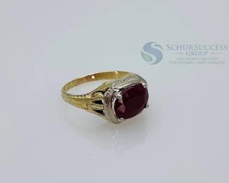 18K Gold Ring with 1.80 Carat GGA Certified Unheated Ruby