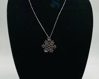 14K White Gold Chain with Sterling Silver Snowflake Pendant