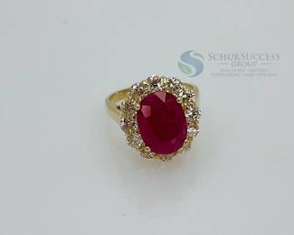 14K Gold Ruby and Diamond Ring