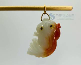 Vintage Jadeite Koi Fish Pendant