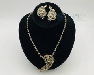 Vintage Rhinestone Necklace and Earrings